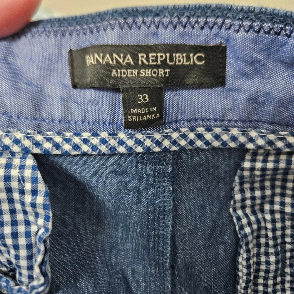 Banana Republic Shorts Mens 33 Blue Aiden Short Slim Fit Micro Pattern Cotton